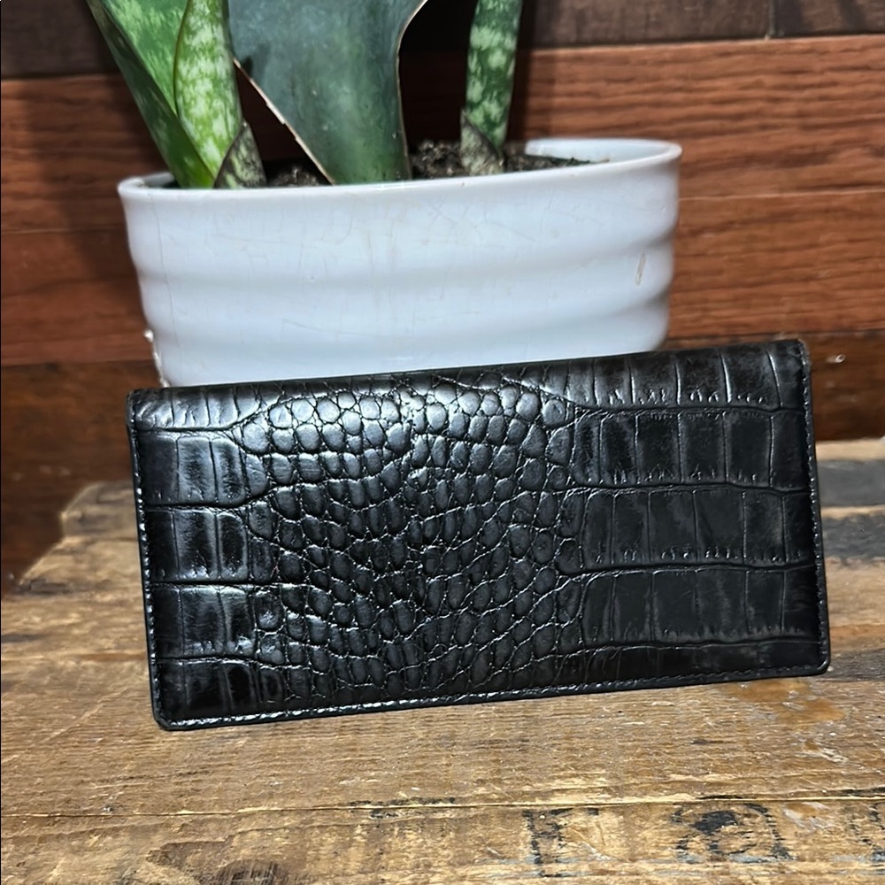 Lauren Ralph Lauren Black Croc-Embossed Wallet
